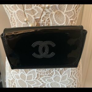 Chanel black vinyl fanny pack